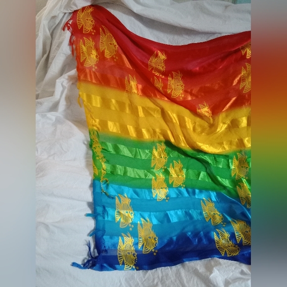 Rainbow Fish Sea Ocean Scarf Tapestry Made In India - Picture 2 of 7